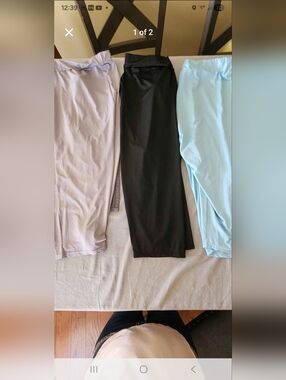 3-Pack Stretch Leggings in Light Lavender, Black & Light Blue